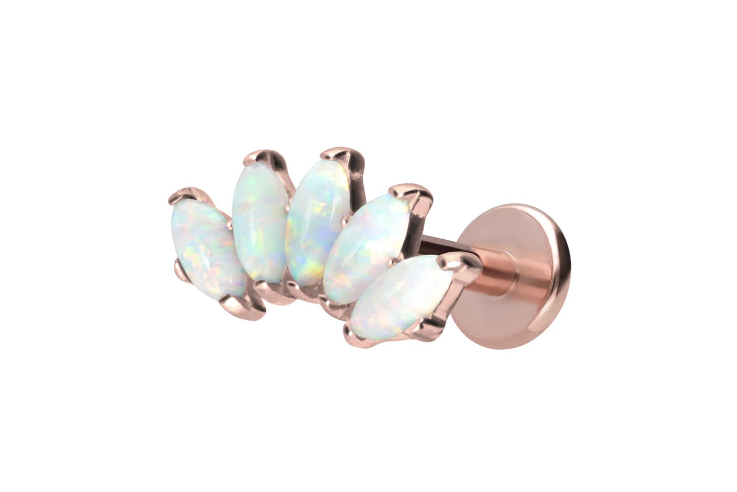 Titan Labret Piercing mit Innengewinde BOGEN + SYNTHETISCHE OPALE
